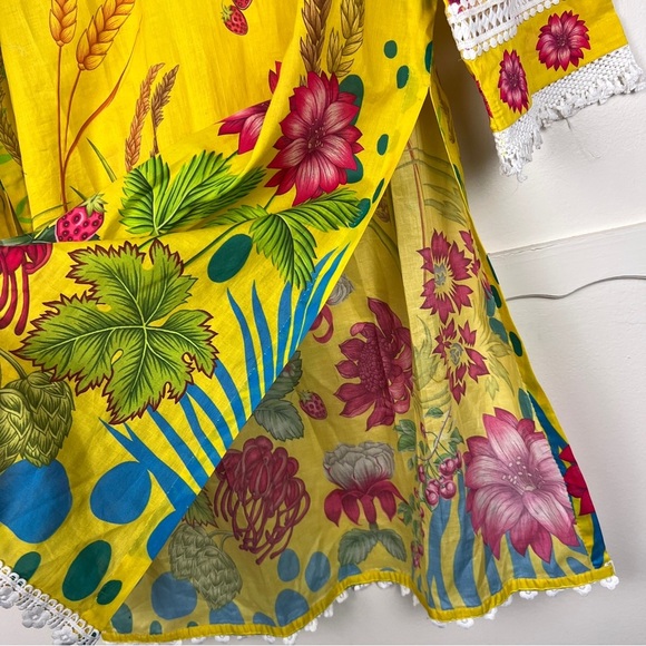 Ammara Khan Floral & Fruit Printed Lace Trim Pakistan Made Formal Kaftan - Picture 8 of 9